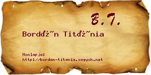 Bordán Titánia névjegykártya